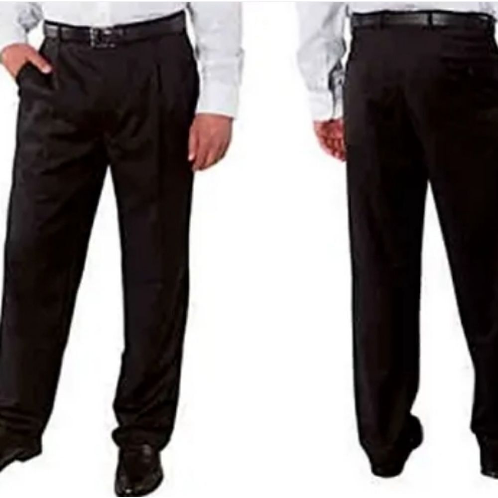 KIRKLAND 38×30 MEN'S MADE IN ITALY 100% WOOL BLACK PLEATED DRESS SLACK PANTS